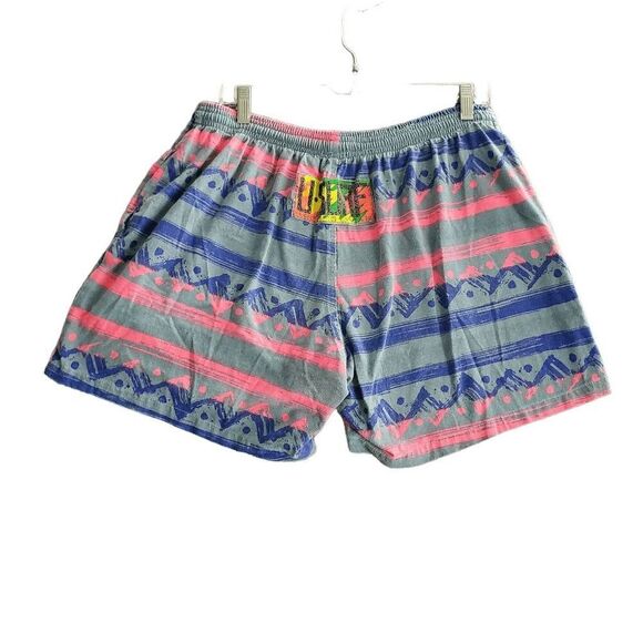 90's U-Surf Men's Neon Cotton Drawstring Elastic Waist 5" Shorts Large - Picture 1 of 8